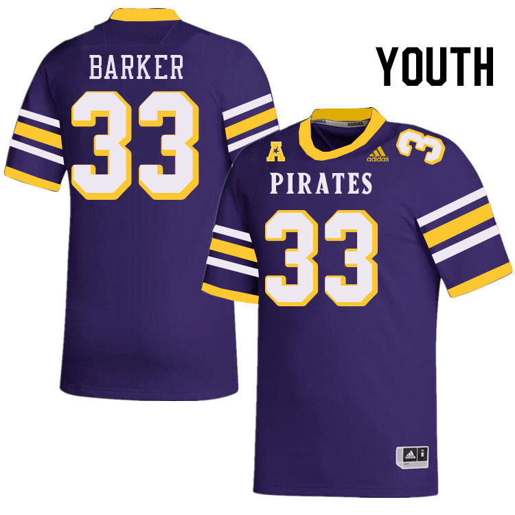 Youth #33 Zakye Barker ECU Pirates College Football Jerseys Stitched-Throwback